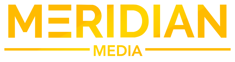 Meridian Medias logo in their brands gradient colours